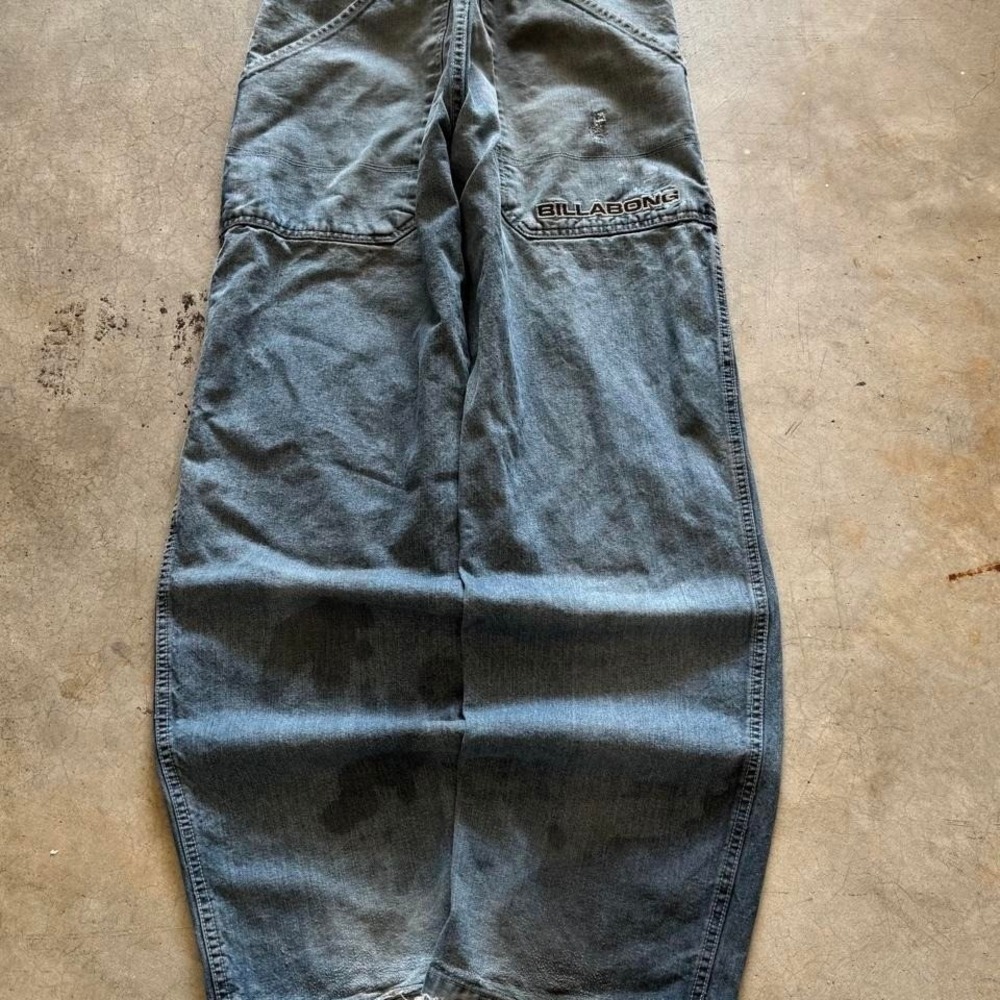 Baggy Billabong Big Pocket Denim Jeans Surf 90s Summer Vintage Y2K  32x21 - Picture 2 of 8